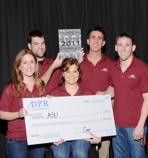 The team of ASU students (left to right) Alexandra Taylor, Scott Carfi, Rebecca Freitas, Josh Mischung and Ian Kennedy took a first-place prize in a regional student construction management competition organized by the Associated Schools of Construction.