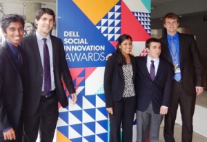 Team 33 Buckets was one of only five teams from around the world to earn a spot in the final round of competition in the international Dell Social Innovation Challenge for student social entrepreneurship ventures. Team members are (left to right) ASU engineering students Varendra Silva, Mark Huerta, Pankti Shah, Paul Strong and Connor Wiegand. Photo by: Courtesy of Dell Social Innovation Challenge