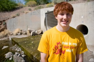Chemical engineering major Jared Schoepf was part of a project team that helped engineer a way to enhance an urban plant and wildlife habitat. The team won both an Innovation Challenge award and a Community Changemaker award. (Photo: Blaine Coury/ASU)