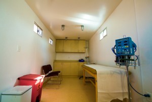 The containers provide medical workspace, a comfortable environment along with access to power and potable water.