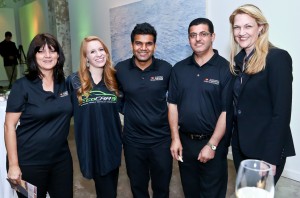 ASU's EcoCAR 3 team representatives at the announcement include, from left, Laurie Ralston, a lecturer in the graphic information technology program, Ashley Yost, EcoCar3 communications team student leader, Sushil Kumar, a graduate student in electrical engineering, and Abdel Mayyas, assistant professor of automotive engineering. They are pictured here with Kimberly DeClark, the competition's Communications and Logistics Manager at Argonne National Laboratory.