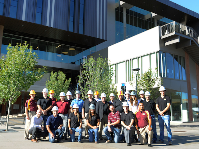 Dozens of Sun Devil alums worked on the College Avenue Commons project from site demolition and architectural drawings to framing and concrete finishings. Photographer: Tim Trumble