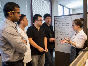 Jingrui He and her graduate students discuss their work