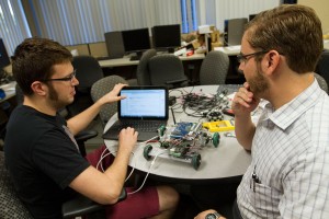 Students work on an Intel Cornell Cup project. 