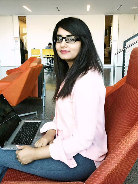 Syeda Mehwish spent the semester working with Associate Research Professor Govindasamy Tamizhmani in the Photovoltaic Reliability Lab on ASU’s Polytechnic campus. She hopes to pursue a doctoral degree next. Photo courtesy of Syeda Mehwish