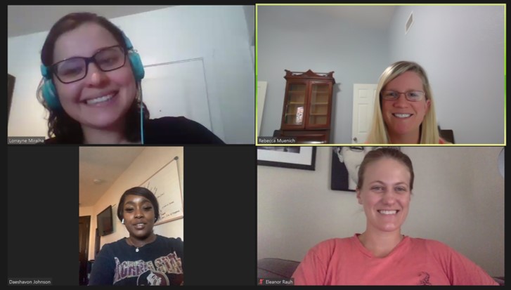 screen capture of a four person video meeting